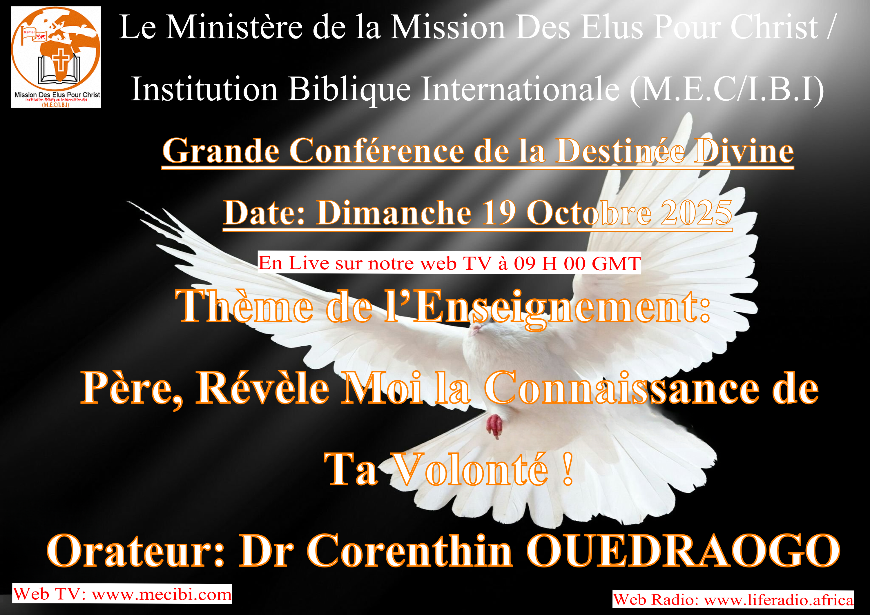 CONFERENCE DE LA DESTINEE DIVINE DU DIMANCHE 19 OCTOBRE 2025